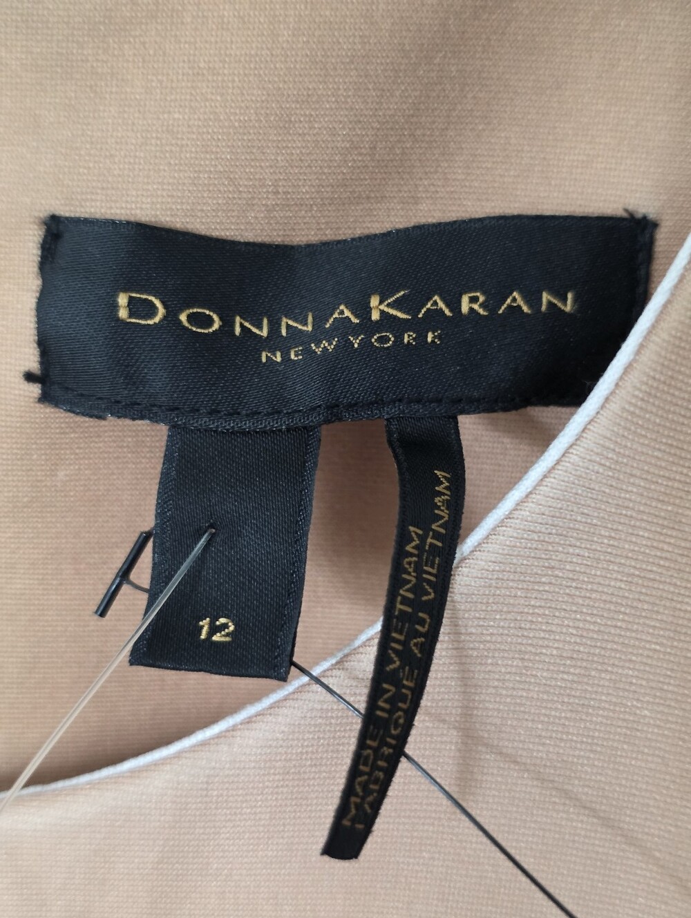 NWT Donna Karan New York Tie Dye Midi Dress Size 12 Tan White Minimalist $149 - Picture 6 of 9